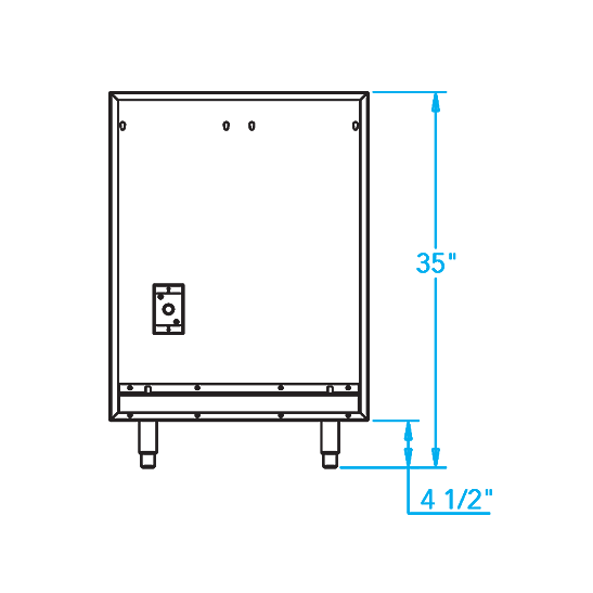 Arcadia 24-inch Appliance Back Panel Dimensions Image