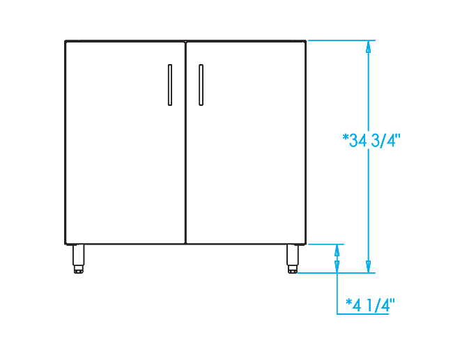 Signature 36-inch Storage Cabinet - 2 Doors Dimensions Image
