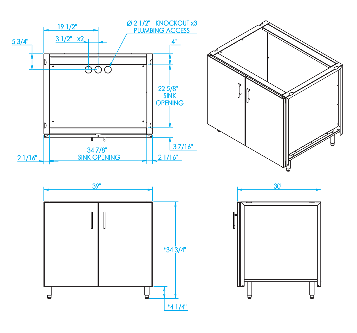 Signature 39inch Sink Base 2 Doors (sink & faucet not