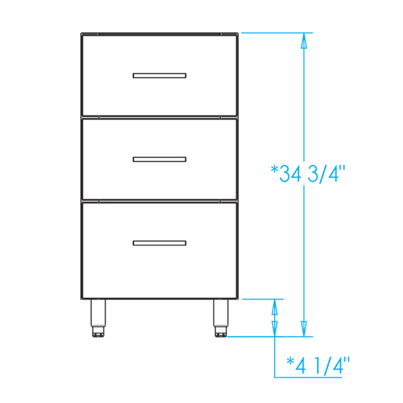 Signature 18-inch Outdoor Base Cabinet - 3 Drawers Dimensions Image