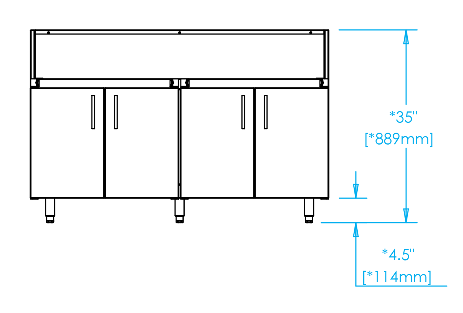 K-DBC54-BLK Echo Gas Grill Base Cabinet Dimensions Image
