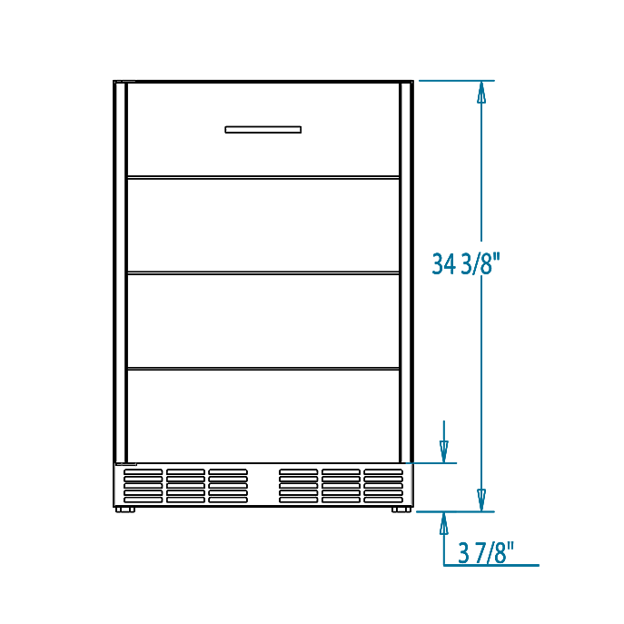 Arcadia 24-inch Outdoor Freezer Dimensions Image