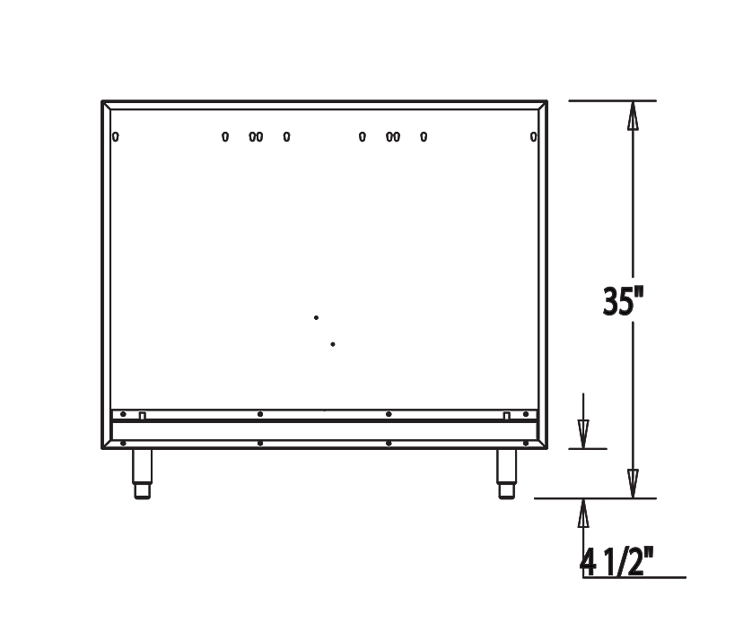 Arcadia 39-inch Appliance Back Panel Dimensions Image