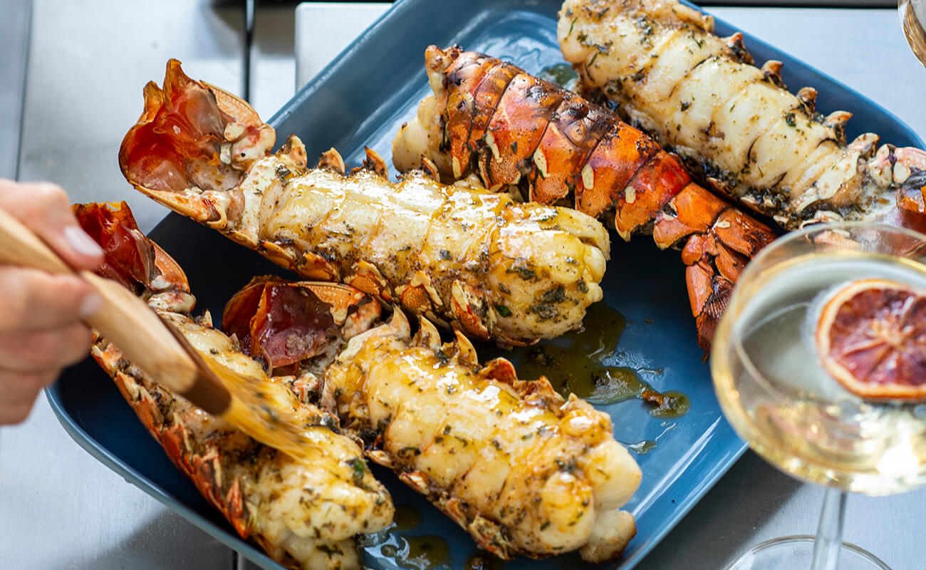 Image of Grilled Lobster Tails with Smoked Garlic Butter