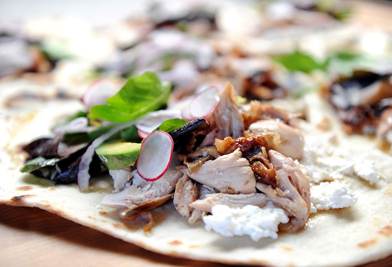 Image of Wood-fired Rotisserie Chicken Sandwiches on Grilled Naan