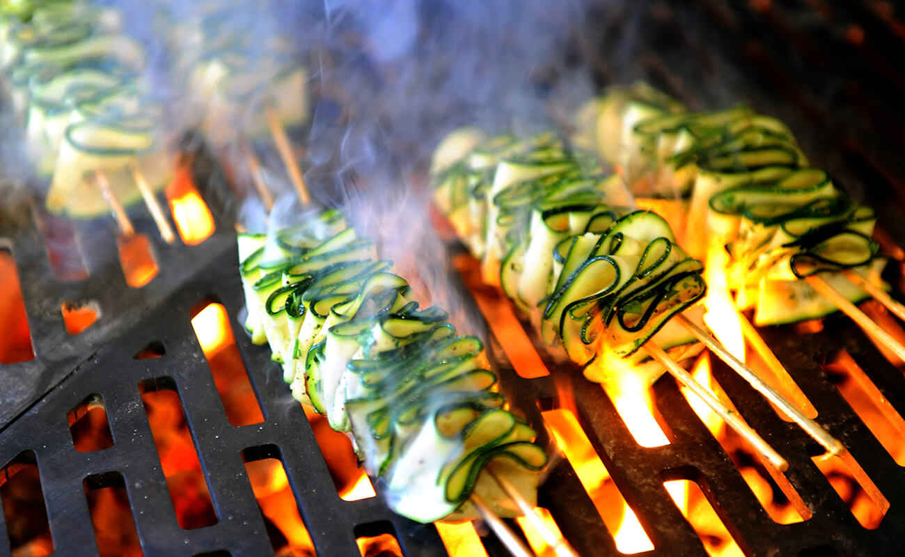 Image of Grilled Zucchini Ribbon Skewers