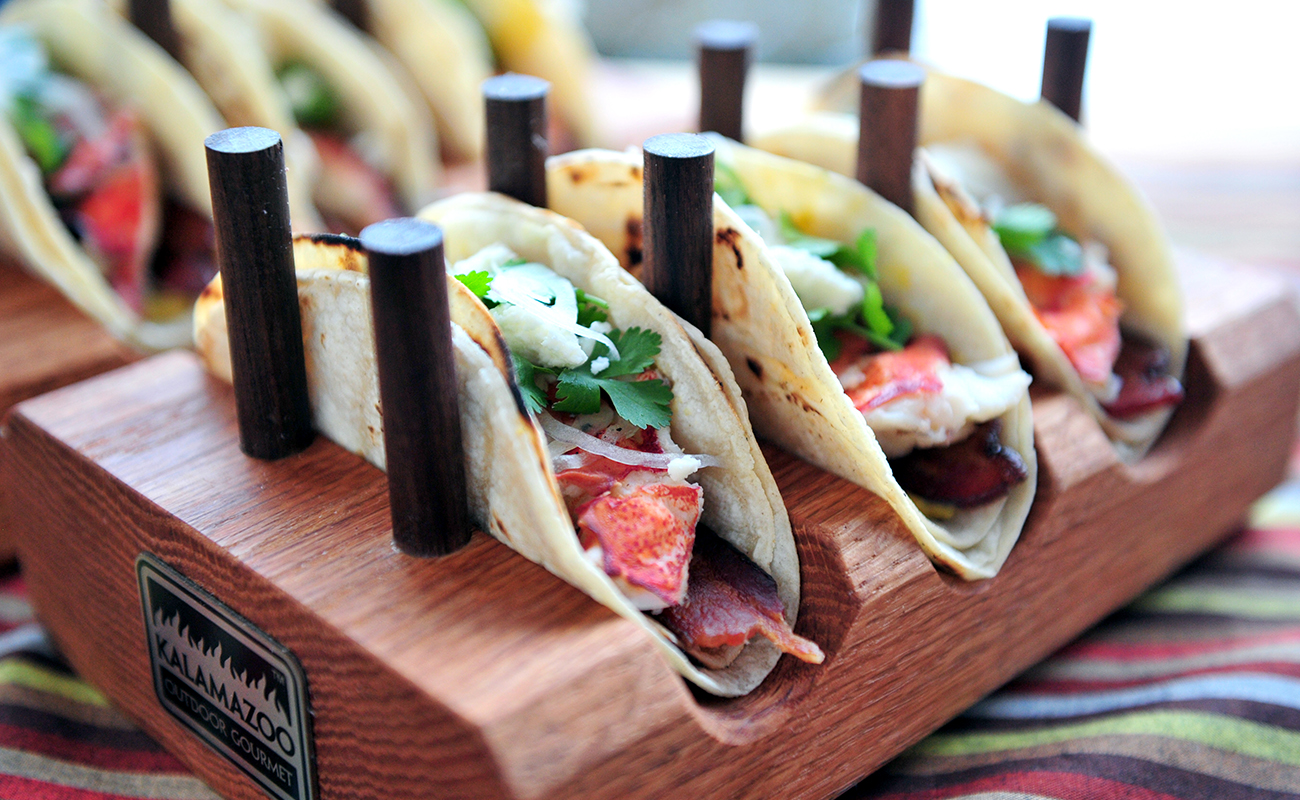 Image of Lobster Tacos with Roasted Squash and Poblano Cream Sauce