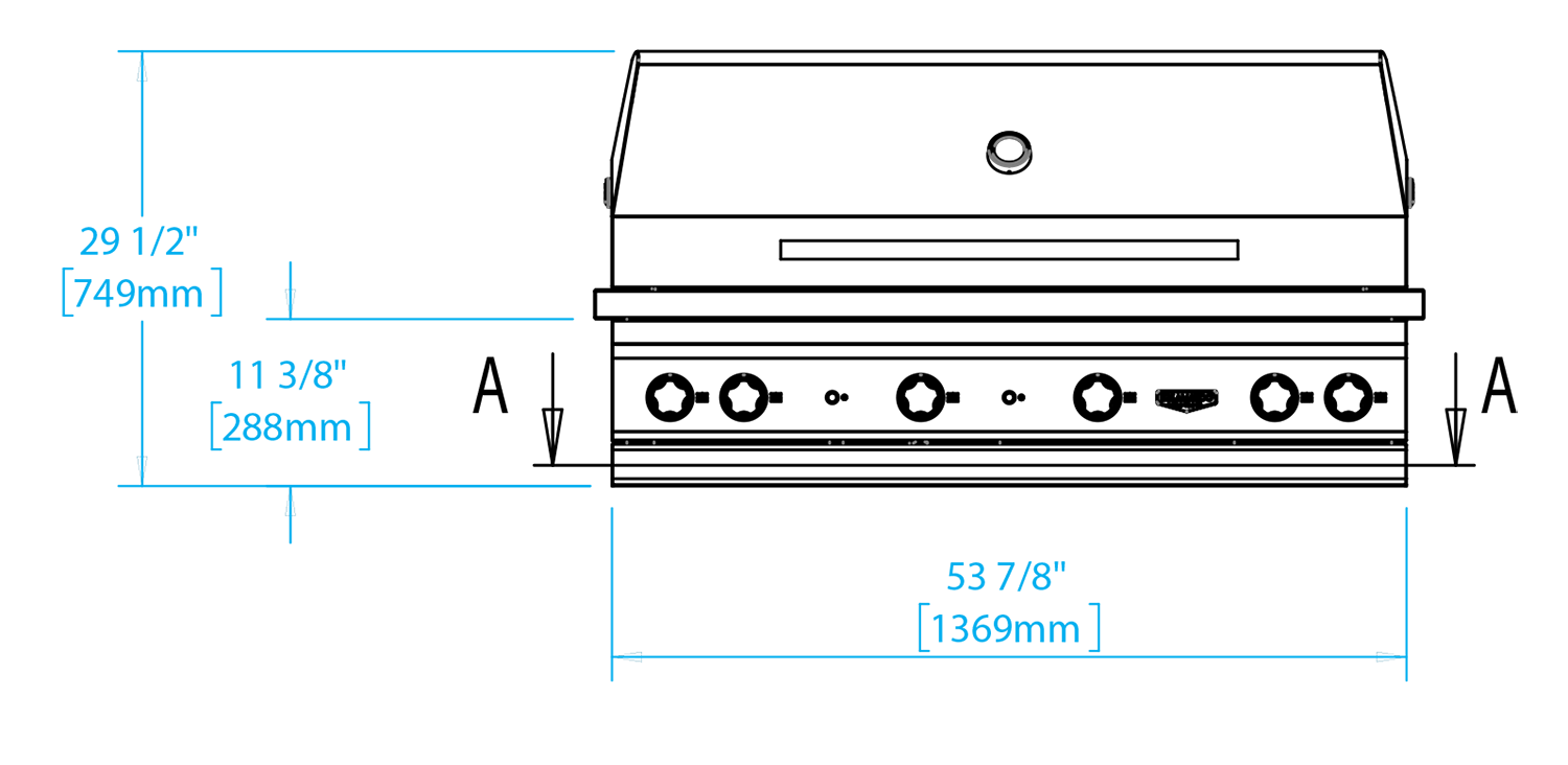 K54DB Built-in Gas Grill Dimensions Image