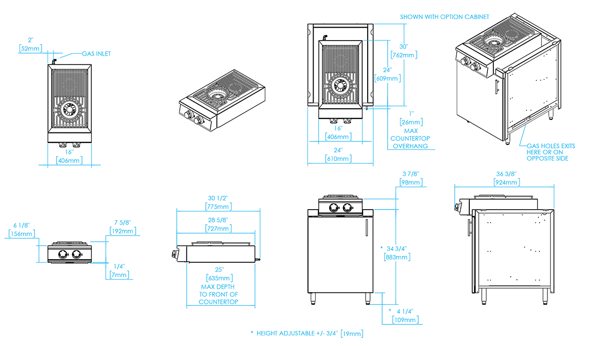 Built in Double with Power Wok Burner Kalamazoo Outdoor Gourmet