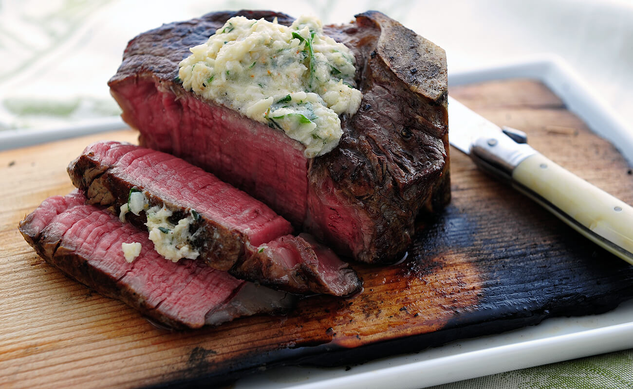 Image of Cedar-Planked Bone-In Filets with Horseradish Crab Butter